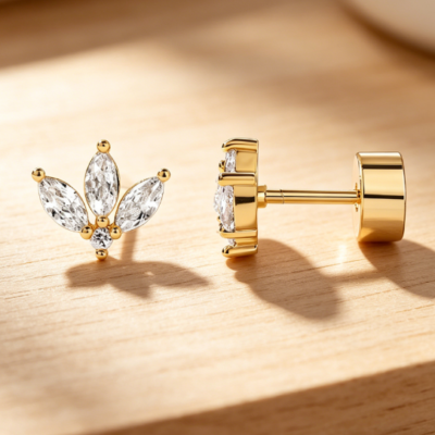 Mini Flat Back Stud Earrings for Women, Dainty Cartilage Jewelry Set