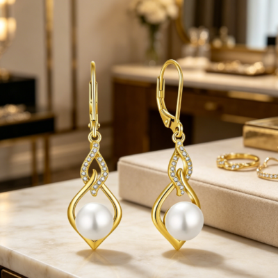 Cubic Zirconia Drop Earrings for Women, Elegant Leverback Dangle Style