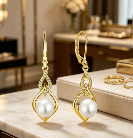 Cubic Zirconia Drop Earrings for Women, Elegant Leverback Dangle Style
