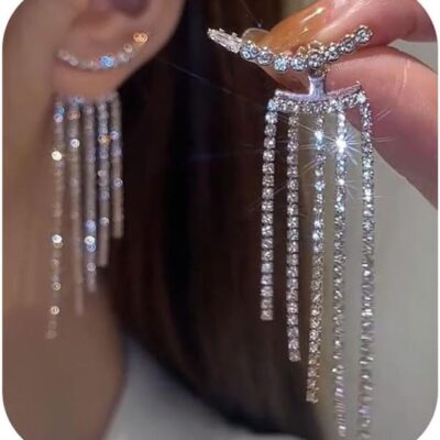 Trendy Gold Long Tassel Earrings Simple Chandelier Tassel Chain Dangle Drop Earrings Bridesmaid Wedding Party Jewelry for Women