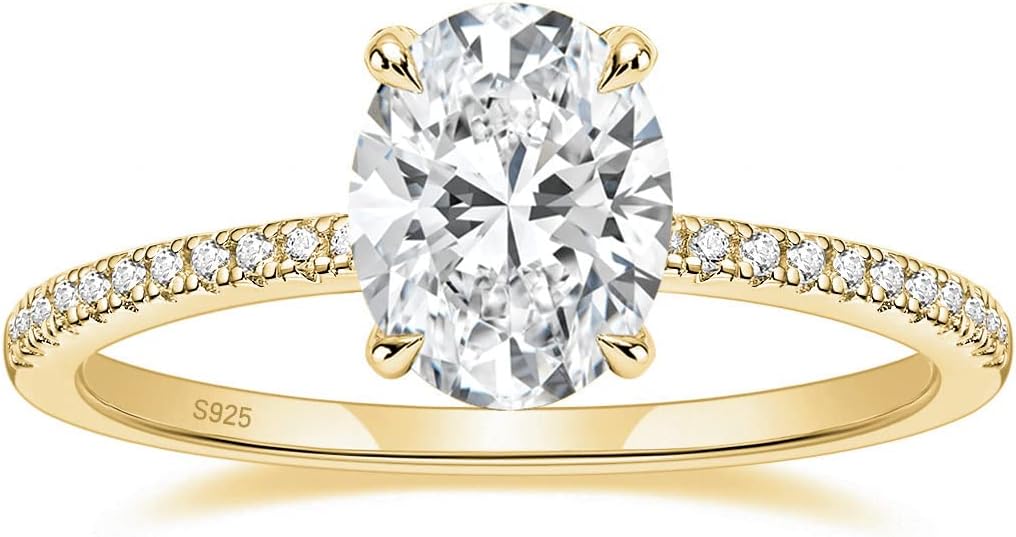 925 Sterling Silver Engagement Rings Oval Cut Cubic Zirconia Wedding Promise Rings for Her Stunning Wedding Bands for Women Size 3-11