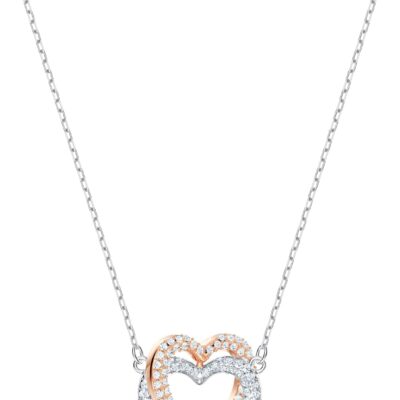 Necklace and Bracelet — Rose Gold-Tone and Rhodium-Tone Finish, Set with Clear Crystals