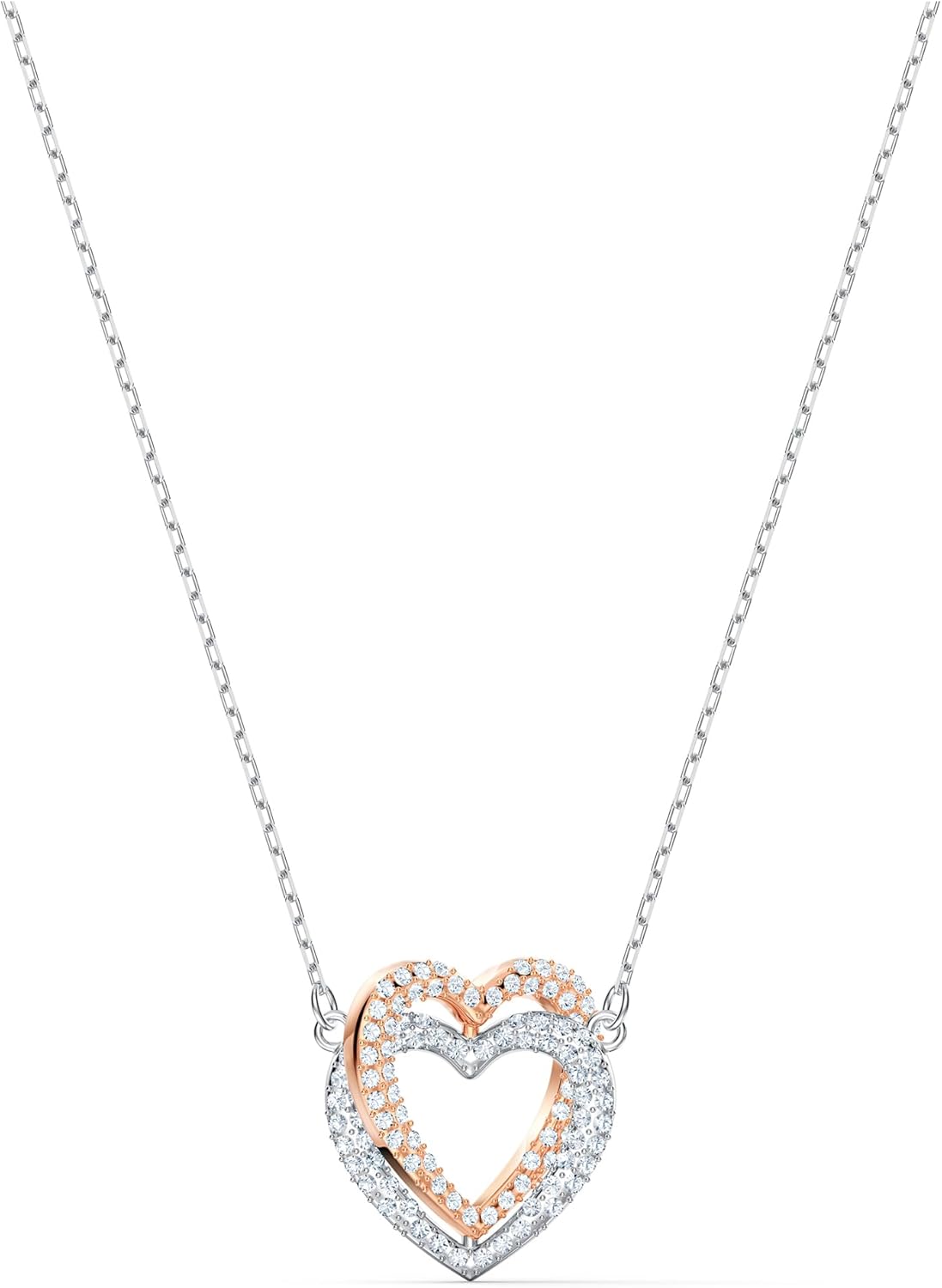 Necklace and Bracelet — Rose Gold-Tone and Rhodium-Tone Finish, Set with Clear Crystals