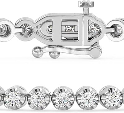 GILDED 1/2 CTtw Natural Diamond Bracelets for Women | Sterling Silver Miracle plates Bracelet | Fine Jewelry for Her | Timeless Design | Gift Box Included