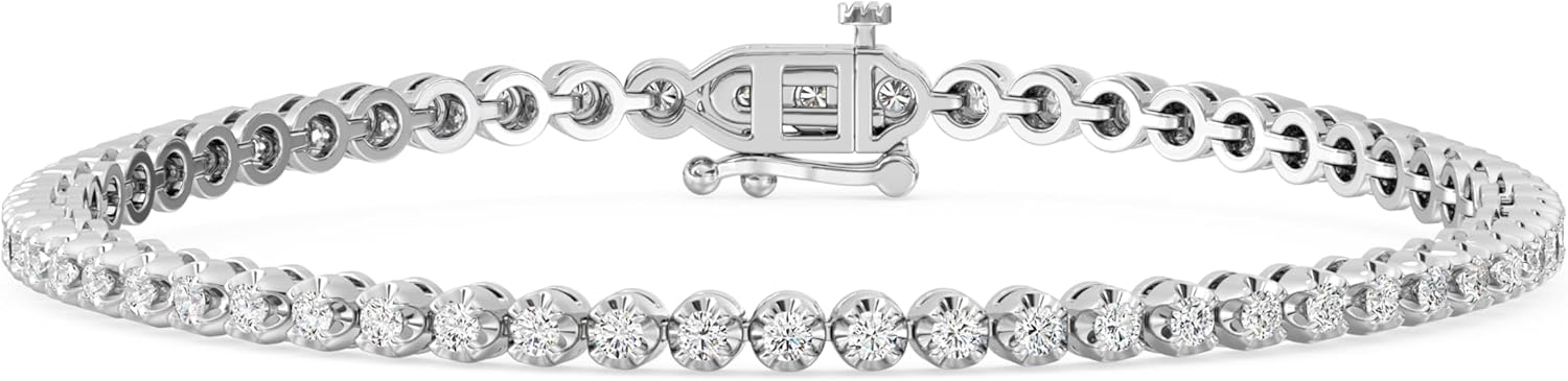 GILDED 1/2 CTtw Natural Diamond Bracelets for Women | Sterling Silver Miracle plates Bracelet | Fine Jewelry for Her | Timeless Design | Gift Box Included