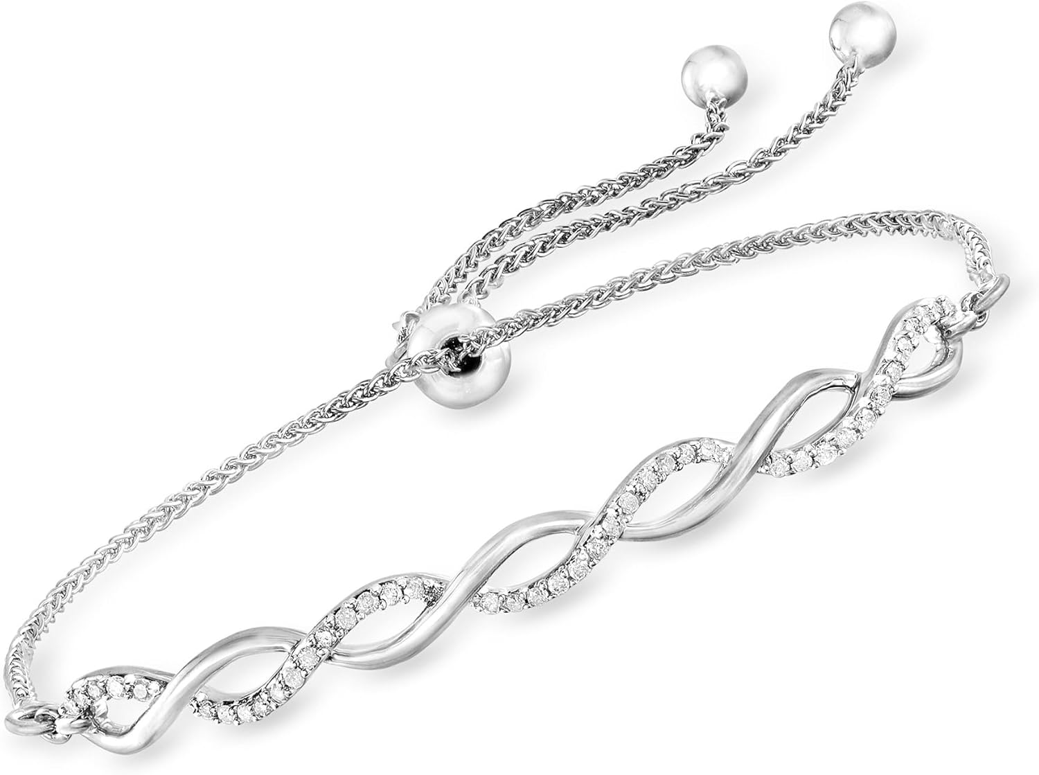 0.25 ct. t.w. Diamond Twisted Bolo Bracelet in Sterling Silver