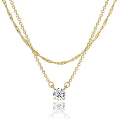 Dainty 14k Gold Plated/Silver Cubic Zirconia Necklaces for Women, Simple  Jewelry Necklaces Trendy Gifts