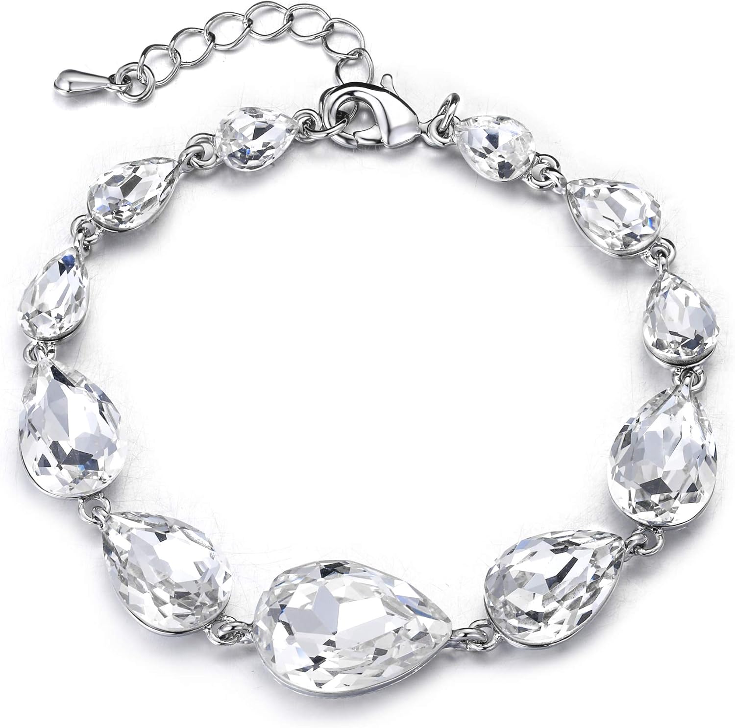 Shiny Gorgeous Women's Crystal Multi Teardrop Cluster Link Bracelet for Wedding Bridal Party Prom